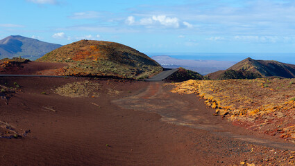 Volcanoes in Timanfaya National Park on the Canary Island of Lanzarote