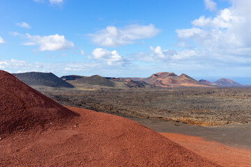 Volcanoes in Timanfaya National Park on the Canary Island of Lanzarote