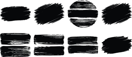 Ink stencil brush strokes, Abstract geometric shapes with bold colors, and silhouette accents