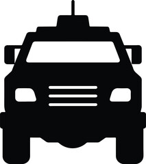Silhouette police armored vehicle front view vector illustrator