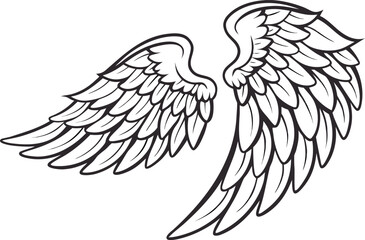Vector illustration of majestic eagle and elegant angel wings, a symbol of freedom and divine grace