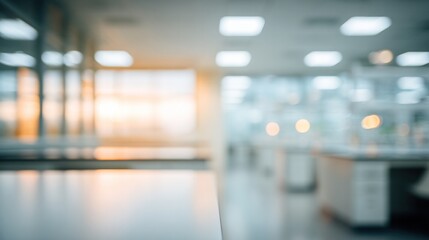 Blurred Laboratory Workspace Background With Soft Light For Professional Website Banner Or Corporate Presentation And Marketing Material