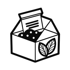 Black outline vector illustration of a vegan snack surprise box