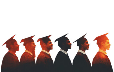 Silhouettes a row on graduationg on white background,png