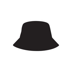 Fototapeta premium Black bucket hat silhouette vector flat illustration design on white background