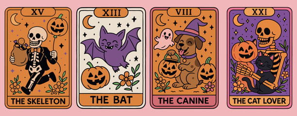 Obraz premium Halloween Tarot Card Set Vector music party
