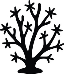 Silhouette sea coral simple black and white ocean vector illustrator