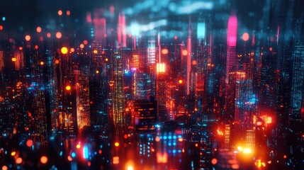 Obraz premium neon pulsating city lights