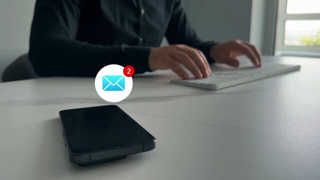 Businessman reading digital e-mail on smartphone.Email message information on digital screen.	
 - Powered by Adobe