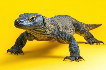 Obraz premium Monitor lizard walking slowly with flicking tongue