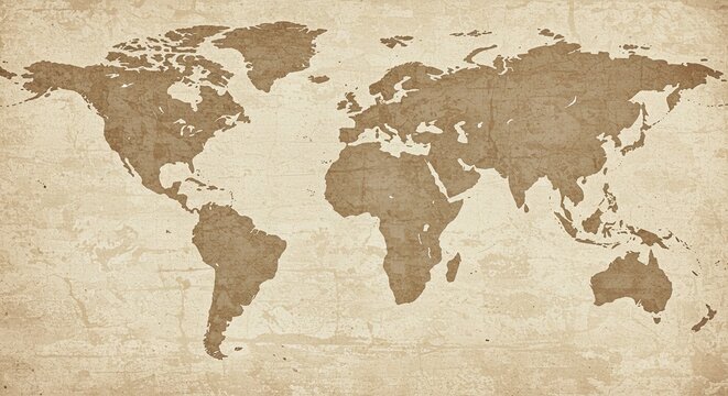 Fototapeta Vintage world map parchment texture