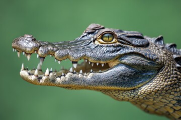 Fototapeta premium Aggressive crocodile with sharp teeth exposed