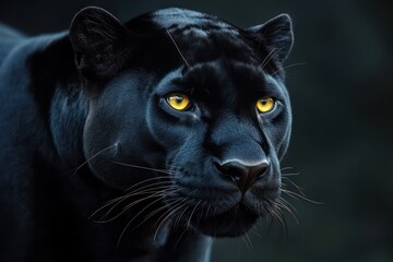 Black panther staring with glowing eyes