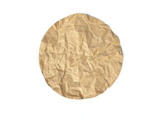 Circle torn brown paper piece isolated on white background	