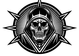Skull Warrior Emblem: Gothic Fantasy Symbol
