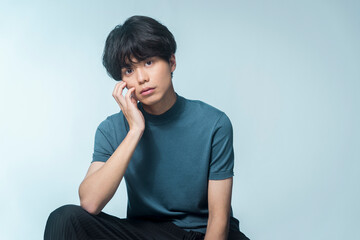 メンズビューティー/ナチュラルメイク/アジア人男性ポートレート	