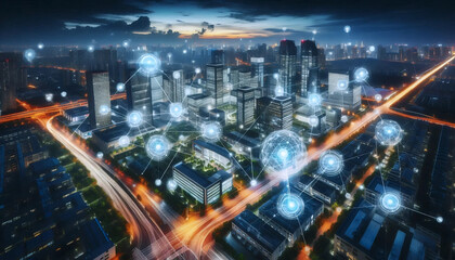 Smart-grid corporate campus, Ai generated image