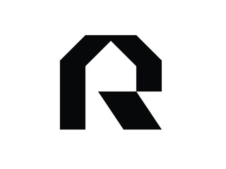 minimal modern letter R house real estate logo