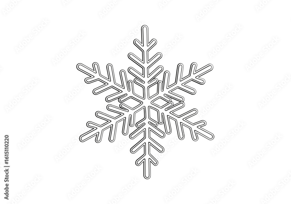 Poster vector art of a detailed line drawing of a single snowflake