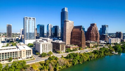 Fototapeta premium Panoramic city skyline with river