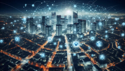 Smart-grid corporate campus, Ai generated image