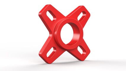 Red Metal Adjustable Flange. Isolated. White background. 3D render