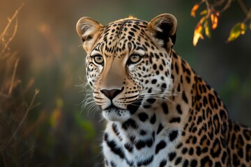 Obraz premium Leopard face with spotted fur animal wildlife