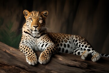 Obraz premium Leopard resting on a tree branch big cat spotted fur