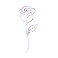 Whimsical Coquette Rose Clipart. 3D Pearlescent Floral Element with Curved Petals and Pastel Pink Accents. Elegant Romantic Decor for Wedding Stationery, Scrapbooking, Journaling, or Branding.