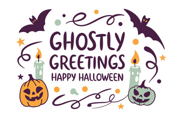 Ghostly Greetings – Happy Halloween Lettering Art
