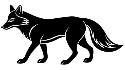 Vector silhouette illustration of wild fox and wolf predator animals