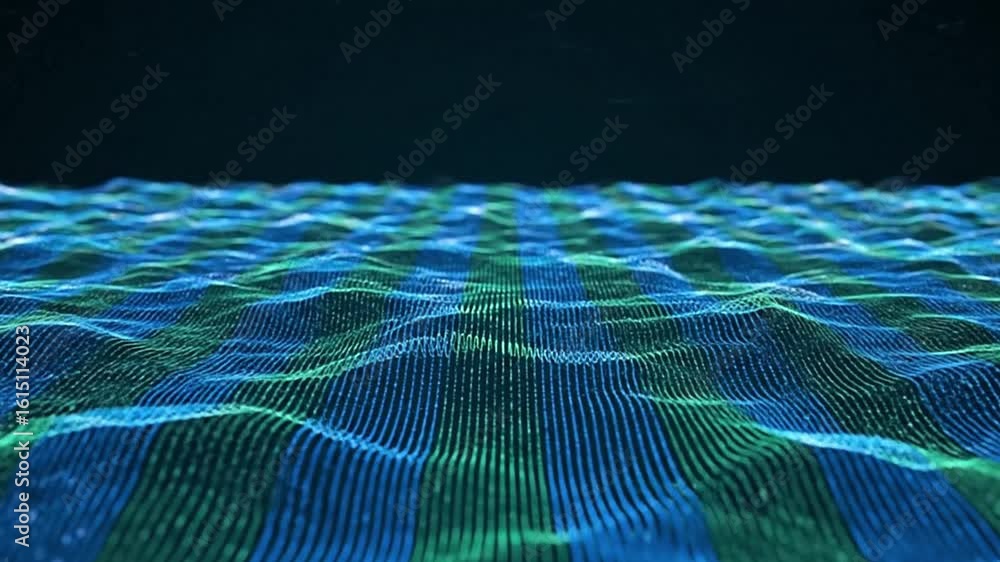 Aufkleber abstract ocean wave pattern with alternating blue and green vertical stripes set against a dark back