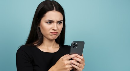 Disappointed Woman Using Smartphone Negative Feedback Frustration Online Experience