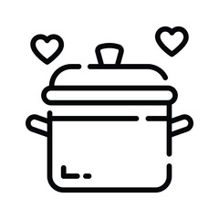 Easy to edit outline style icon of cooking pot