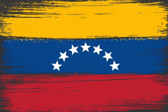Venezuelan flag distressed yellow blue red stars national symbol