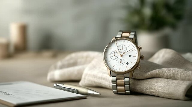 Wristwatch and Checklist in Online Workspace for Time Management
