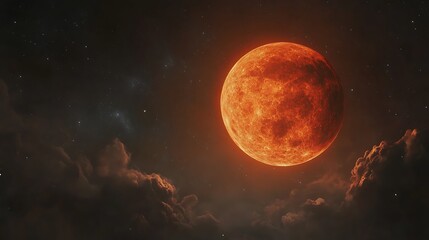 Obraz premium Glowing red moon lighting up the mysterious night sky high resolution picture