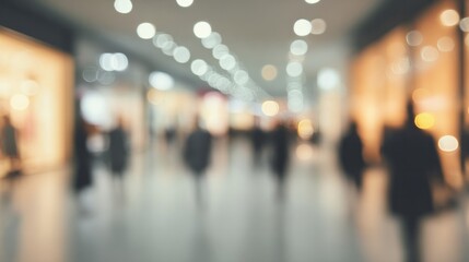 Blurred Shopping Mall Background With Bokeh Lights for Advertising Campaign or Corporate Presentation Use