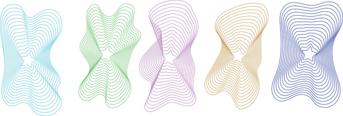 Abstract gradient line art shapes in pastel colors, creating modern flowing illusions. Perfect for tech backgrounds, elegant digital designs, or minimal geometric compositions.