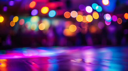 Disco ball on a blurred neon background, nightlife and loud music
