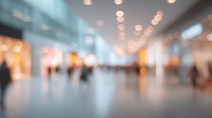 Fototapeta premium Blurred Background With Abstract Bokeh Lights In A Modern Shopping Mall Environment For Website Backgrounds And Marketing Material Use