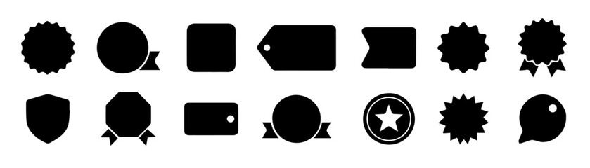 Clean Black Vector Badges Specifically Designed for Ecommerce, Marketing, and Sales Use, Minimal Promotional Label Shapes Ideal for Offers and Branding, Editable Formats: AI, EPS, JPG, PNG, 