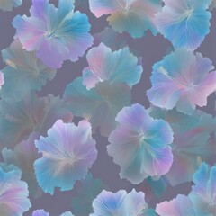 Pastel Hibiscus Floral Pattern: Dreamy Botanical Background in Soft Hues.