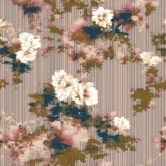 Vintage Floral Pattern with Textured Background in Earth Tones for Decor.