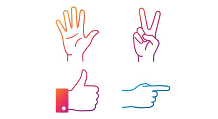 Set of Hand Gesture Icons with Colorful Gradient

