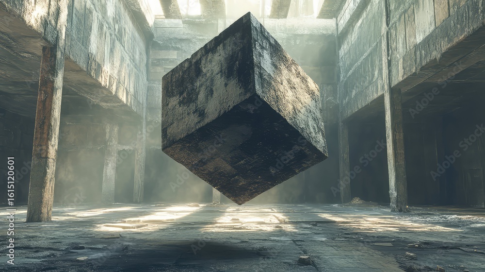 Poster rendering rotating 3d cube