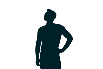 Obraz premium Man Looking Up With Hand on Hip silhouette confident