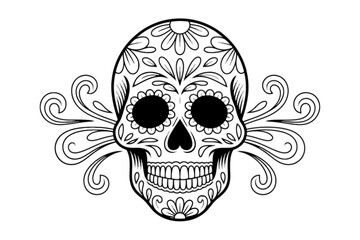 Fototapeta premium Ornate Sugar Skull with Swirls day of the dead decorative