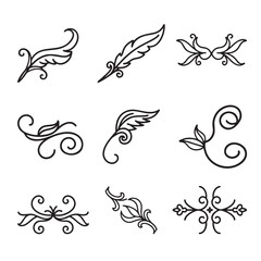 Vintage Ornamental Divider and Floral Scroll Elements Vector Set