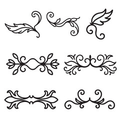 Vintage Ornamental Divider and Floral Scroll Elements Vector Set